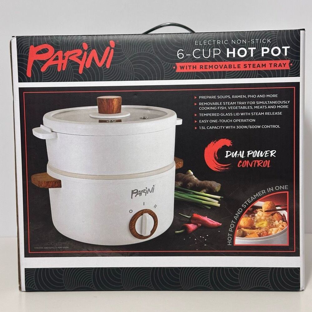 Parini Electric Non-Stick Hot Pot (6 cups) w/ Removeable Steam Tray